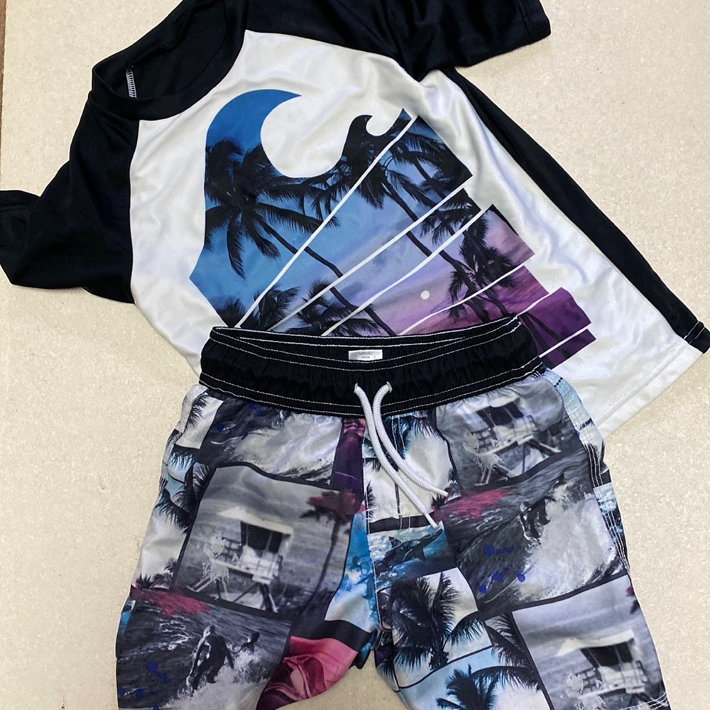 Boys swimming trucks and shirt size 5-6